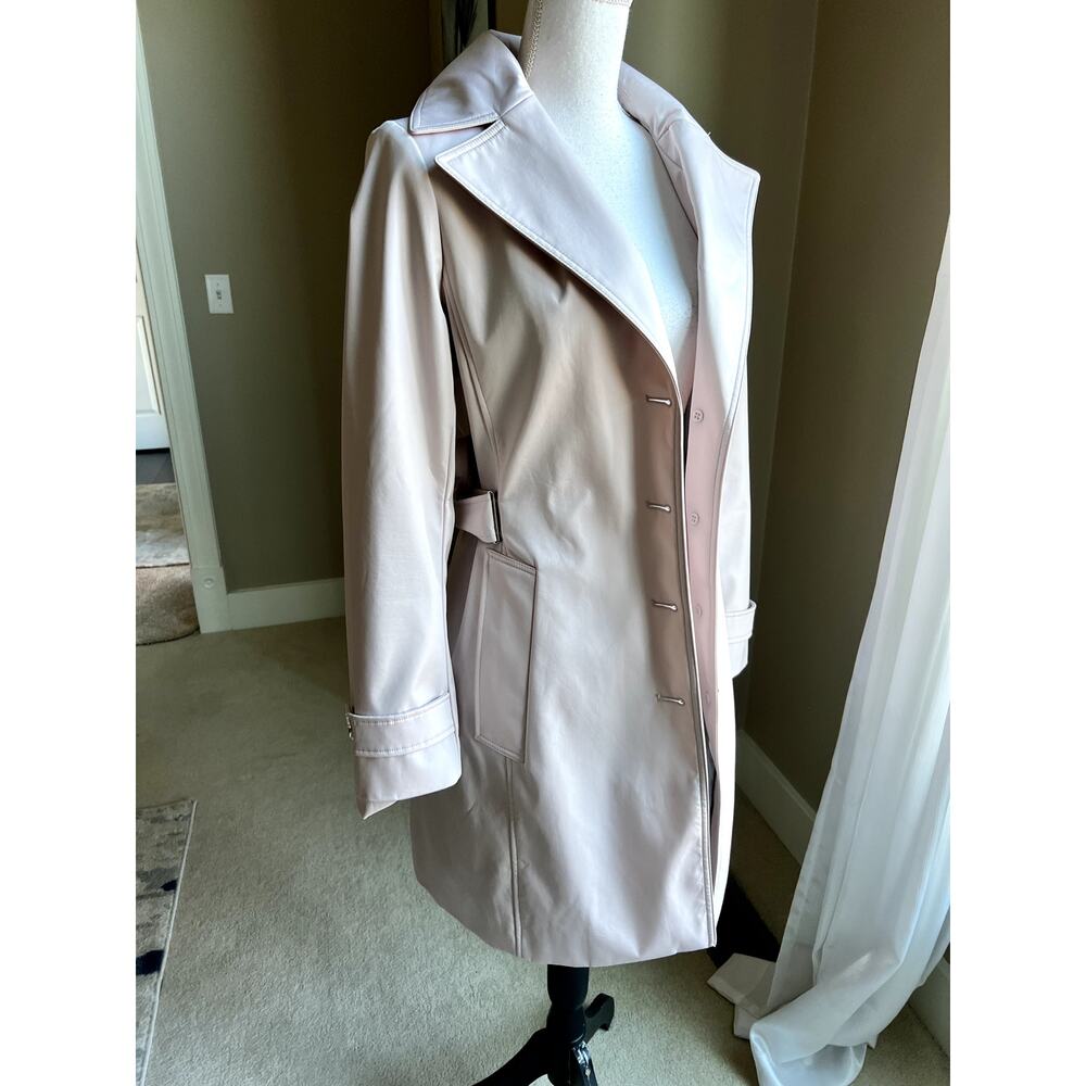 NWOT Calvin Klein blush pink belted water resistant trench coat size S - Picture 9 of 11